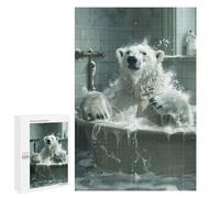 Puzzles pour Adultes 1000 PCS Puzzles White Polar Bear Bathtub Puzzles pour Adolescents Jeu Pratique Course De Vitesse Interaction Parent-Enfant 1000 PCS