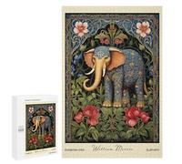 Puzzles pour Adultes 1000 PCS Puzzles William Morris Elephant Floral Puzzles pour Adultes Jeux De Famille Difficile Difficile Idéal comme Cadeau pour Toute La Famille 1000 PCS