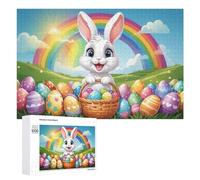 Puzzles pour Adultes 1000 PCS Rainbow Easter Bunny Basket Puzzle pour Adultes, Jouet, Décoration Murale, Cadeau pour Femmes, pour Les Jeux 1000 PCS