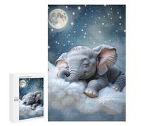 Puzzles pour Adultes 1000 PCS Sleeping Baby Elephant on Cloud Jeu De Puzzle Familial Amusant Et Humoristique, Cadeau d'anniversaire, 1000 PCS