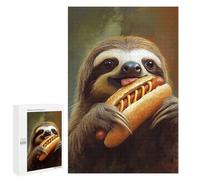 Puzzles pour Adultes 1000 PCS Sloth Eating Hot Dog Puzzle pour Adultes - Jeux Relaxants - Difficulté : Difficile - Cadeaux pour Les Amis Et La Famille 1000 PCS