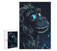 Puzzles pour Adultes 1000 PCS Smiling Gorilla with Blue Eye Puzzles pour Adultes Jeux Relaxants Cadeaux pour Femmes Jeux Stimulants Cadeaux 1000 PCS