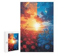 Puzzles pour Adultes 1000 PCS Sunset Fields Red Vs. Blue Puzzles pour Adolescents - Anti-Stress - Défi Éducatif - Cadeaux De Noël Et d'anniversaire 1000 PCS