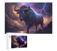 Puzzles pour Adultes 1000 PCS Thundering Bull Epic Lightning Scene Puzzles pour Adolescents, Jouets, Décoration Murale, Motifs À Assembler, Cadeaux pour Les Amis Et La Famille 1000 PCS