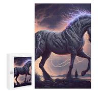 Puzzles pour Adultes 1000 PCS Thundering Horse Epic Lightning Display Puzzle pour Adultes Jeux Relaxants Cadeau d'anniversaire pour Les Amateurs De Jeux 1000 PCS