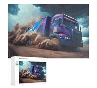 Puzzles pour Adultes 1000 PCS Thundering Purple Truck Storms Through Desert Puzzles pour Adultes Jeux De Société Cadeau d'anniversaire Cadeaux De Noël 1000 PCS