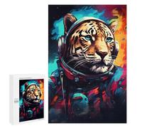 Puzzles pour Adultes 1000 PCS Tiger Astronaut Space Art Puzzle pour Adolescents Assemblage De Motifs Interaction Parent-Enfant Jeu Au Design Attrayant 1000 PCS