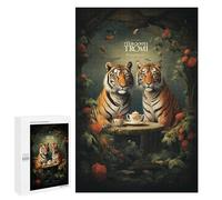 Puzzles pour Adultes 1000 PCS Tigers Tea Time in The Jungle Puzzles pour Adolescents, Jeux De Réflexion, Décoration Murale, Cadeaux De Noël Et d'anniversaire 1000 PCS