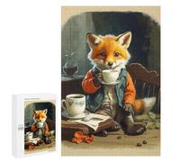 Puzzles pour Adultes 1000 PCS Vintage Fox Cub Coffe Puzzles pour Adultes Jeux Relaxants Améliorent La Mémoire Cadeaux d'anniversaire Et De Noël Uniques 1000 PCS
