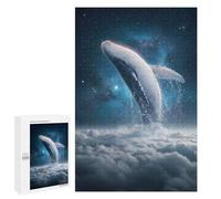 Puzzles pour Adultes 1000 PCS Whale Breaching Through Clouds Into Space Jeu De Puzzle Familial Amusant Et Humoristique, Cadeau d'anniversaire, 1000 PCS