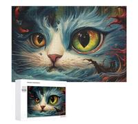 Puzzles pour Adultes 1000 PCS Whimsical Cat Portrait Vibrant Eyes Puzzles pour Adolescents, Jeux De Réflexion, Décoration Murale, Cadeaux De Noël Et d'anniversaire 1000 PCS