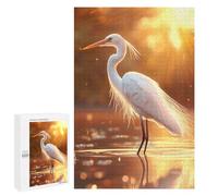 Puzzles pour Adultes 1000 PCS White Heron at Sunset Puzzles pour Adultes, Jouets Anti-Stress, Améliorent La Mémoire, Cadeau d'anniversaire, Présents, 1000 PCS