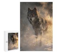 Puzzles pour Adultes 1000 PCS Wolf in Snow with Fire Effect Puzzle pour Adolescents Assemblage De Motifs Interaction Parent-Enfant Jeu Au Design Attrayant 1000 PCS