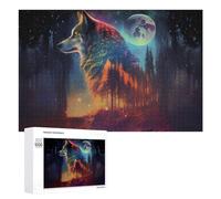 Puzzles pour Adultes 1000 PCS Wolf Moonlit Forest Fantasy Puzzles pour Adolescents, Jeux De Réflexion, Décoration Murale, Cadeaux De Noël Et d'anniversaire 1000 PCS