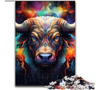 Puzzles pour Adultes 1000 pièces(26x38cm) Puzzles psychédéliques Buffalo en Carton, adaptés aux Anniversaires, Halloween, Thanksgiving et Pâques