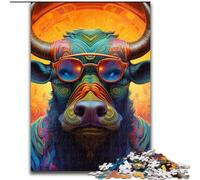 Puzzles pour Adultes 1000 pièces(26x38cm) Puzzles psychédéliques Buffalo en Carton, Jeu Familial interactif, Convient aux 14 Ans et Plus