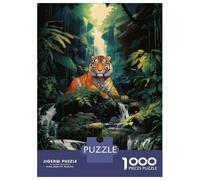 Puzzles pour Adultes 1000 Pièces A Tiger at The Waterfall Puzzle Détente Jeux Défi Difficile Cadeau Anti-Stress 52x38cm/1000pcs