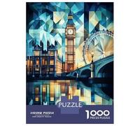 Puzzles pour Adultes 1000 Pièces Abstract Cubist London Skyline with Iconic Landmarks Puzzles pour Adultes Jeux Relaxants Cadeaux pour Femmes Jeu Stimulant Cadeaux 52x38cm/1000pcs