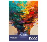 Puzzles pour Adultes 1000 Pièces Abstract Portrait with Colorful Brushstrokes Puzzles pour Adultes Jeux Amusants Défi Difficile Activités Amusantes À La Maison, 70x50cm/1000pcs