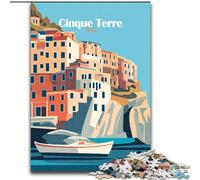 Puzzles pour Adultes 1000 pièces Affiche Cinque Terre Italie, Convient aux Personnes de 14 Ans et Plus Difficile à réaliser mais Amusant et Humoristique Superbe Cadeau 50x75cm