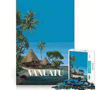 Puzzles pour Adultes 1000 pièces Affiche de Voyage au Vanuatu Jeu d'art Casse-tête Cadeau Moment de détente et de Divertissement Cadeau Artistique de Noël (38x26cm)