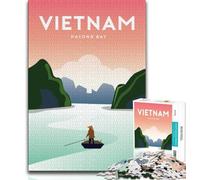 Puzzles pour Adultes 1000 pièces, Affiche de Voyage au Vietnam, Jouets de défi Familial, renforce l'amour Entre Couples à partir de 14 Ans, 38x26cm