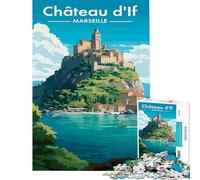 Puzzles pour Adultes 1000 pièces Affiche de Voyage Château d'If Marseille Défi intellectuel Jeu addictif et interactif Une œuvre d'art Idée Cadeau (38x26cm)