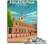 Puzzles pour Adultes 1000 pièces Affiche de Voyage de Philadelphie Aidez Le Cerveau à exercer des Jouets addictifs pour cultiver la Patience Une œuvre d'art (Taille 50x70cm)