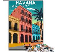 Puzzles pour Adultes 1000 pièces Affiche de Voyage La Havane Cuba Jouet éducatif intellectuel décompressant Décoration Parfaite (38x26cm) 1000pcs