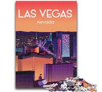 Puzzles pour Adultes 1000 pièces, Affiche de Voyage Las Vegas, Jeux d'activités familiales stimulants, Jouet de Bricolage pour décoration Murale de la Maison (50x75cm)
