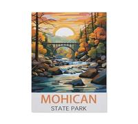 Puzzles pour Adultes 1000 Pièces，Affiche de Voyage Vintage du Parc d'État Mohican，Puzzle en Papier Enfants Jouet Cadeau Éducatif Intellectuel Décompression Amusant Jeu De Famille（50x70cm）-AI15