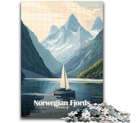 Puzzles pour Adultes 1000 pièces, Affiche des Fjords norvégiens Difficiles, Jeux éducatifs, Jouets à Faire soi-même, idéal comme Cadeau pour Toute la Famille (Taille 38x26cm)