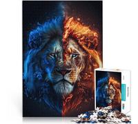 Puzzles pour Adultes 1000 pièces Affiche du Lion de Glace et de Feu Jeu intellectuel Jouet Cadeaux du Père Noël Secret 38x26cm