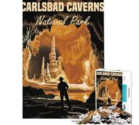 Puzzles pour Adultes 1000 pièces Affiche du Parc National des grottes de Carlsbad Jeu Manuel Amusant et Humoristique pour Les Amateurs de Jeux (Dimensions 38x26cm)