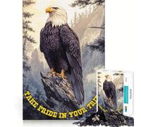 Puzzles pour Adultes 1000 pièces Aigle à tête Blanche Fierté de la Montagne Jeu de logique et de réflexion Scène de Noël Amusante (50x75cm)