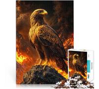 Puzzles pour Adultes 1000 pièces Aigle Royal Flamboyant Fait de Bois，Convient aux 14 Ans et Plus Jouet éducatif pour Apprendre Cadeau d'anniversaire, Cadeaux, Art Mural。Taille：50x75cm