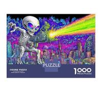 Puzzles pour Adultes 1000 Pièces Alien Invasion Cityscape Art Print Puzzle pour Adultes - Jouets À Monter Soi-même - Décoration Parfaite - Cadeaux Uniques pour Anniversaires Et Noël 70x50cm/1000pcs