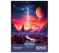 Puzzles pour Adultes 1000 Pièces Alien Landscape with Planets Puzzle pour Adolescents Assemblage De Motifs Interaction Parent-Enfant Jeu Au Design Soigné 38x26cm/1000pcs