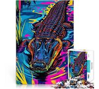 Puzzles pour Adultes 1000 pièces Alligator dans l'eau néon Convient aux Personnes âgées de 14 Ans et Plus Jouets Cadeaux pour la Famille en Cadeau pour Toute la Famille et Les Amis。