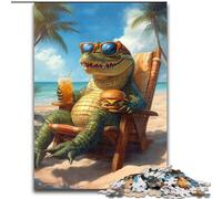Puzzles pour Adultes 1000 pièces Alligator en Vacances Puzzles 1000 pièces pour Adultes Cadeau DIY Amusant Convient pour la décoration de la Maison, du Salon, du Bureau (Taille 26x38cm)