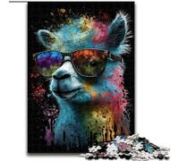 Puzzles pour Adultes, 1000 pièces Alpaga coloré avec Lunettes, soirée de Jeux en Famille, expérience visuelle stimulante et enrichissante (Taille : 26x38cm)