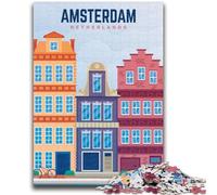 Puzzles pour Adultes 1000 pièces Amsterdam Pays-Bas Aidez Le Cerveau à exercer des Jouets addictifs pour cultiver la Patience Une œuvre d'art (Taille 50x70cm)