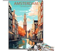 Puzzles pour Adultes 1000 pièces Amsterdam Pays-Bas, pour 14 Ans et Plus Un Jeu Stimulant à Offrir à Toute la Famille et aux Amis 26x38cm