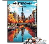 Puzzles pour Adultes 1000 pièces Amsterdam Pays-Bas, pour 14 Ans et Plus Un Jeu Stimulant à Offrir à Toute la Famille et aux Amis 50x75cm