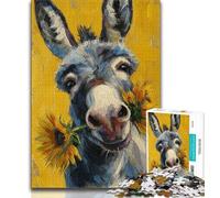 Puzzles pour Adultes 1000 pièces Âne et Tournesol, Jeux éducatifs à Faire soi-même, idéal comme Cadeau pour Toute la Famille à partir de 14 Ans 38x26cm