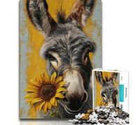 Puzzles pour Adultes 1000 pièces Âne et Tournesol Puzzles pour Adultes, Anti-Stress Staycation Kill Time Enhance Love Between Couples (Taille 38x26cm)