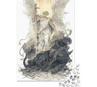 Puzzles pour Adultes 1000 Pièces Angel Vs Demon Battle Puzzle pour Adultes Jeux Relaxants Course De Vitesse Manuelle Activités Amusantes À La Maison 52x38cm/1000pcs
