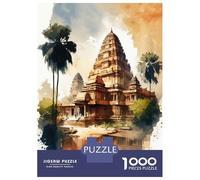 Puzzles pour Adultes 1000 Pièces Angkor Wat Watercolor Puzzle Adulte Jeu Manuel Assemblage De Motifs Difficile À Compléter 38x26cm/1000pcs