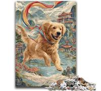 Puzzles pour Adultes 1000 pièces Animal Golden Retriever Aidez Le Cerveau à exercer des Jouets addictifs pour cultiver la Patience Une œuvre d'art 50x75cm