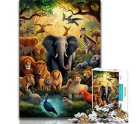 Puzzles pour Adultes 1000 pièces Animaux africains pour Adolescents, avec Affiche et fiche de Questions-réponses pour Les 14 Ans et Plus (Taille 75x50cm)